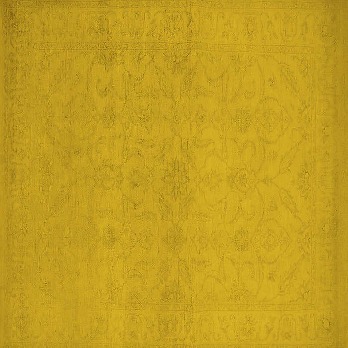 Square Machine Washable Oriental Yellow Industrial Rug, wshurb1123yw