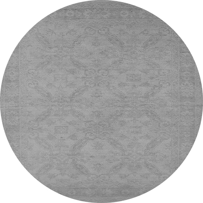 Round Oriental Gray Industrial Rug, urb1124gry
