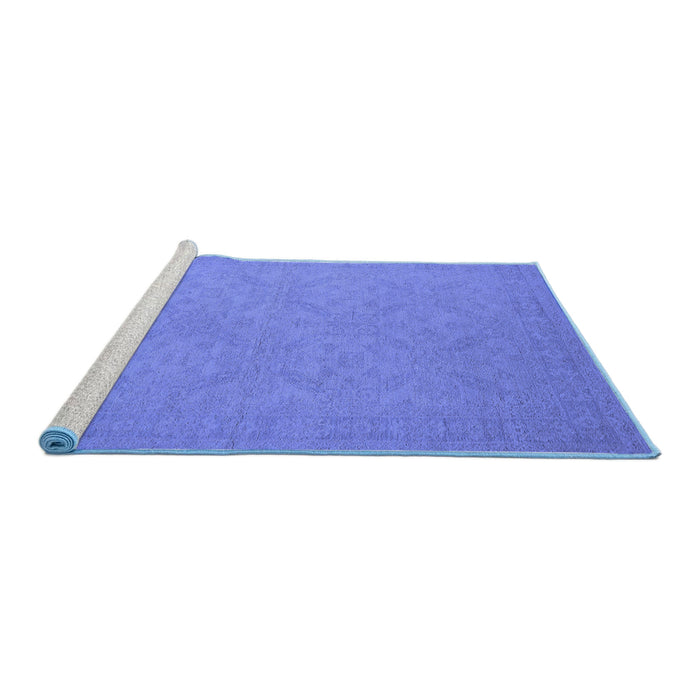 Sideview of Machine Washable Oriental Blue Industrial Rug, wshurb1124blu