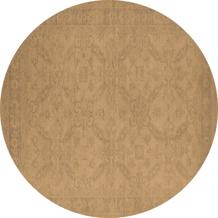 Round Oriental Brown Industrial Rug, urb1124brn