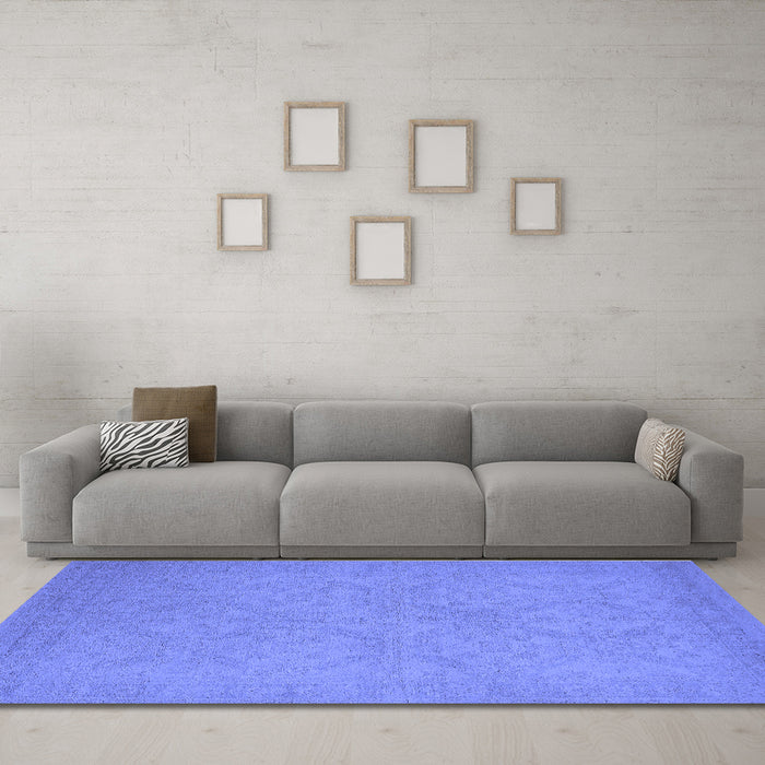 Machine Washable Oriental Blue Industrial Rug in a Living Room, wshurb1124blu