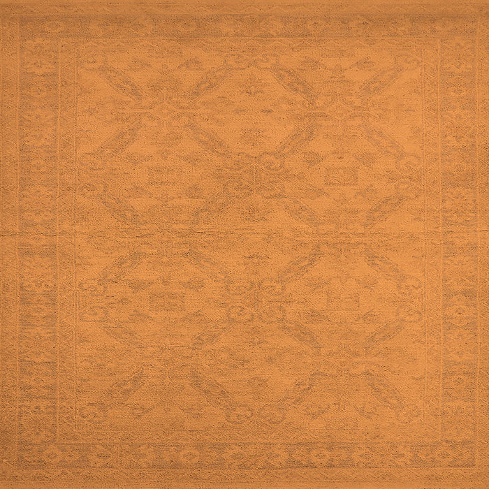 Square Machine Washable Oriental Orange Industrial Area Rugs, wshurb1124org
