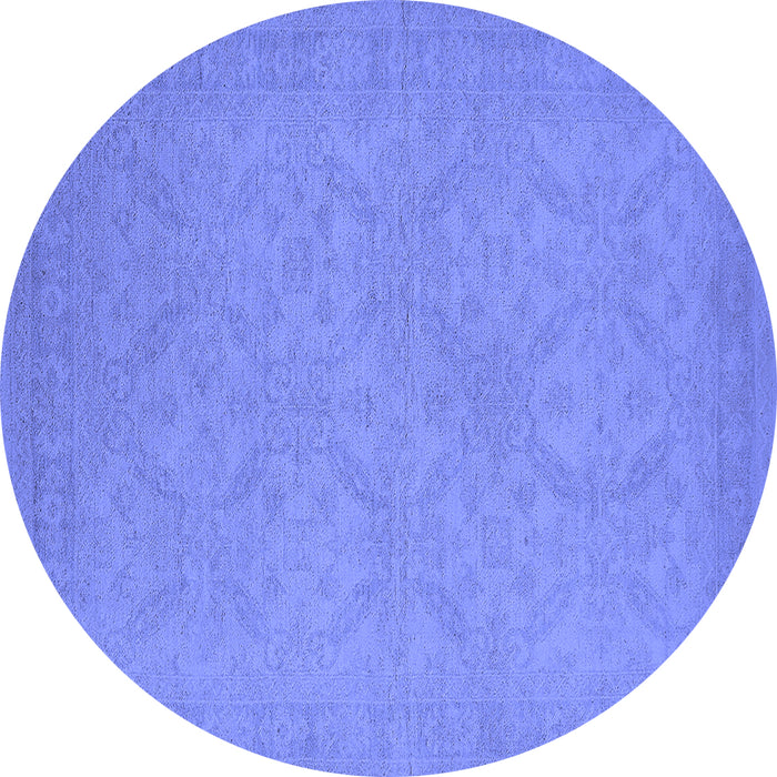 Round Oriental Blue Industrial Rug, urb1124blu