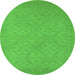 Round Oriental Green Industrial Rug, urb1124grn