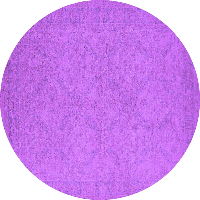 Round Oriental Purple Industrial Rug, urb1124pur