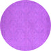 Round Oriental Purple Industrial Rug, urb1124pur