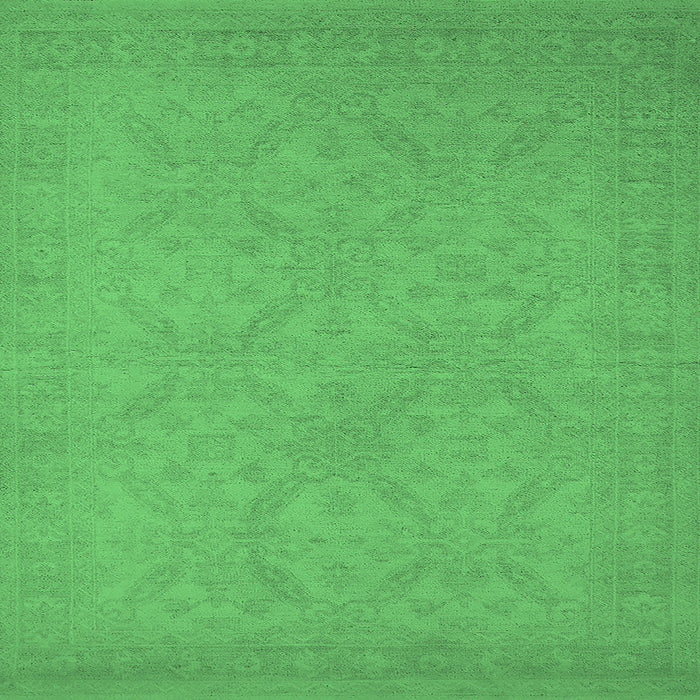 Square Machine Washable Oriental Emerald Green Industrial Area Rugs, wshurb1124emgrn