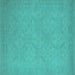 Square Machine Washable Oriental Turquoise Industrial Area Rugs, wshurb1124turq