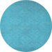 Round Oriental Light Blue Industrial Rug, urb1124lblu