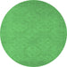 Round Oriental Emerald Green Industrial Rug, urb1124emgrn