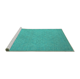 Sideview of Machine Washable Oriental Turquoise Industrial Area Rugs, wshurb1124turq