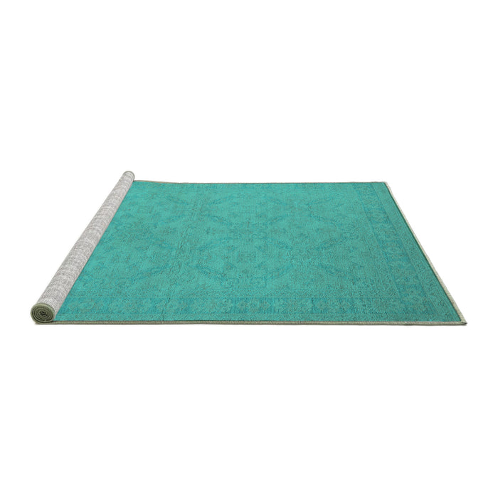 Sideview of Machine Washable Oriental Turquoise Industrial Area Rugs, wshurb1124turq