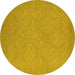 Round Oriental Yellow Industrial Rug, urb1124yw