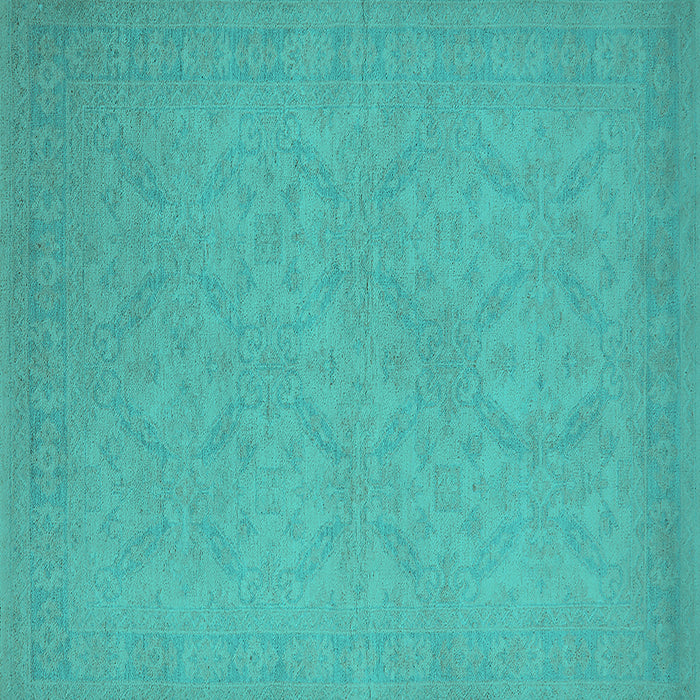Square Oriental Turquoise Industrial Rug, urb1124turq