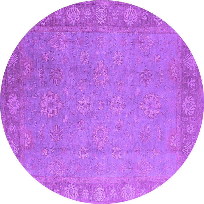 Round Machine Washable Oriental Purple Industrial Area Rugs, wshurb1125pur-1