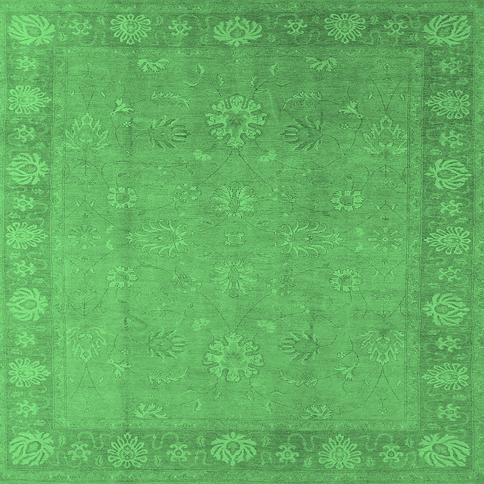 Square Machine Washable Oriental Emerald Green Industrial Area Rugs, wshurb1125emgrn