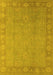 Machine Washable Oriental Yellow Industrial Rug, wshurb1125yw