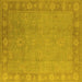 Square Machine Washable Oriental Yellow Industrial Rug, wshurb1125yw