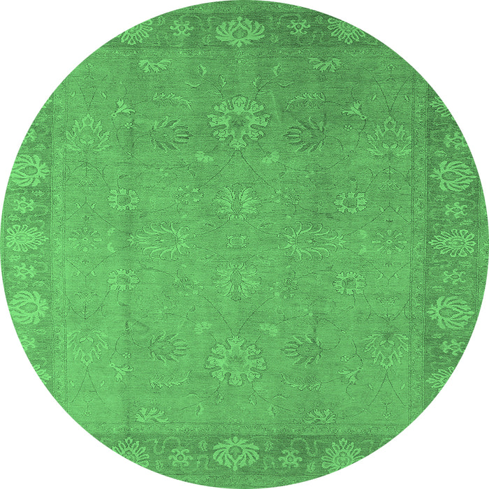 Round Oriental Emerald Green Industrial Rug, urb1125emgrn