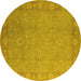 Round Oriental Yellow Industrial Rug, urb1125yw