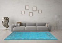 Machine Washable Oriental Light Blue Industrial Rug, wshurb1125lblu