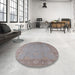 Round Machine Washable Industrial Modern Rose Dust Purple Rug in a Office, wshurb1125