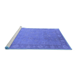 Sideview of Machine Washable Oriental Blue Industrial Rug, wshurb1125blu