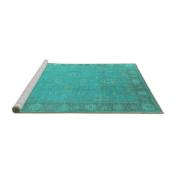 Sideview of Machine Washable Oriental Turquoise Industrial Area Rugs, wshurb1125turq