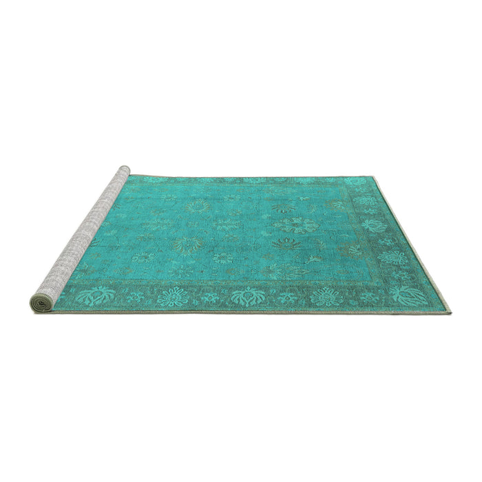 Sideview of Machine Washable Oriental Turquoise Industrial Area Rugs, wshurb1125turq