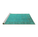 Sideview of Machine Washable Oriental Turquoise Industrial Area Rugs, wshurb1125turq