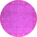 Round Machine Washable Oriental Pink Industrial Rug, wshurb1125pnk