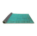 Sideview of Oriental Turquoise Industrial Rug, urb1125turq