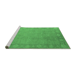 Sideview of Machine Washable Oriental Emerald Green Industrial Area Rugs, wshurb1125emgrn