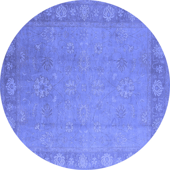 Round Oriental Blue Industrial Rug, urb1125blu