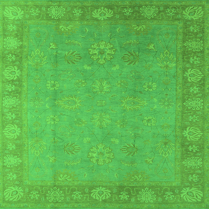 Square Machine Washable Oriental Green Industrial Area Rugs, wshurb1125grn