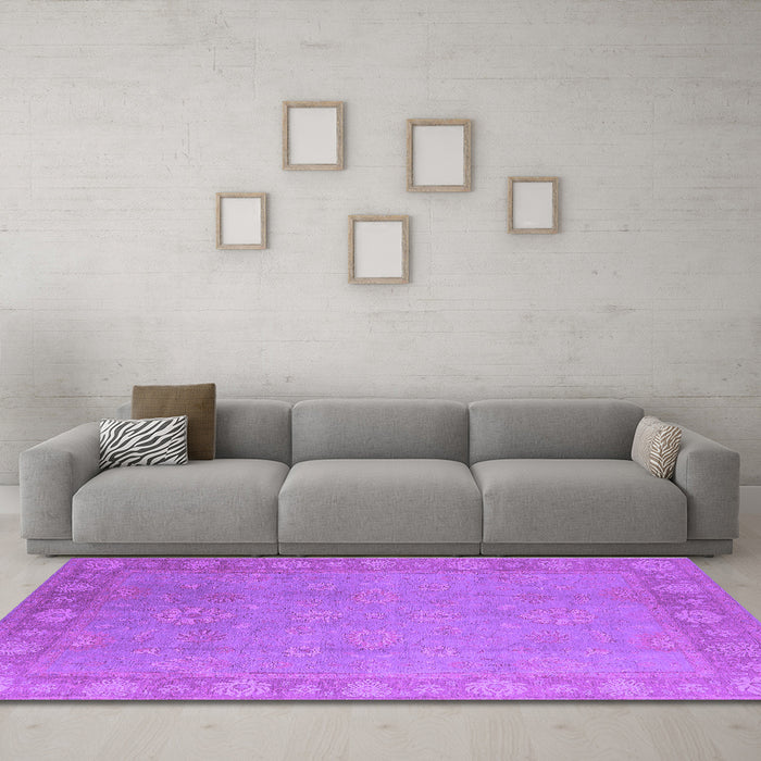 Machine Washable Oriental Purple Industrial Area Rugs in a Living Room, wshurb1125pur-1