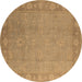 Round Oriental Brown Industrial Rug, urb1125brn