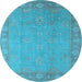 Round Oriental Light Blue Industrial Rug, urb1125lblu