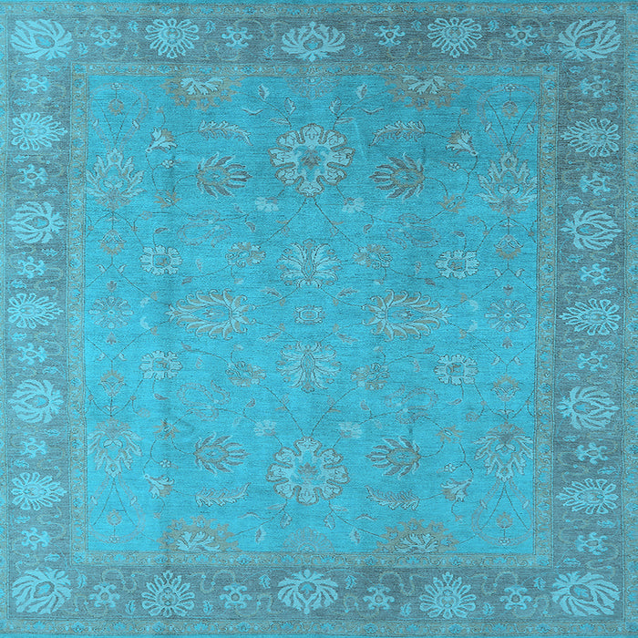 Square Machine Washable Oriental Light Blue Industrial Rug, wshurb1125lblu