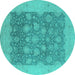 Round Oriental Turquoise Industrial Rug, urb1126turq