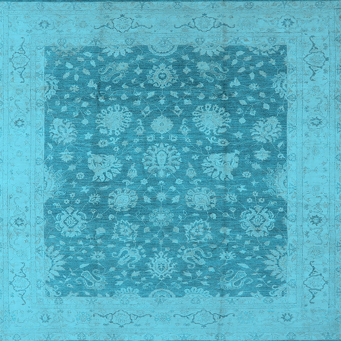 Square Machine Washable Oriental Light Blue Industrial Rug, wshurb1126lblu
