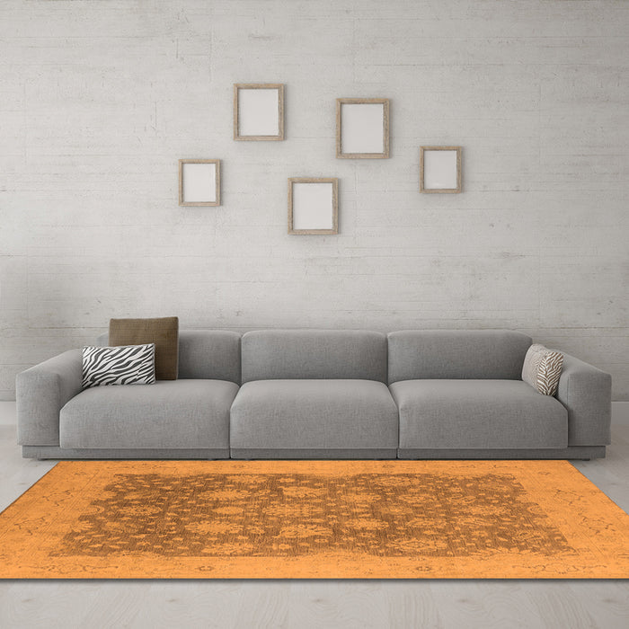 Machine Washable Oriental Orange Industrial Area Rugs in a Living Room, wshurb1126org