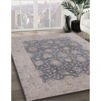 Mid-Century Modern Silver Pink Oriental Rug, urb1126