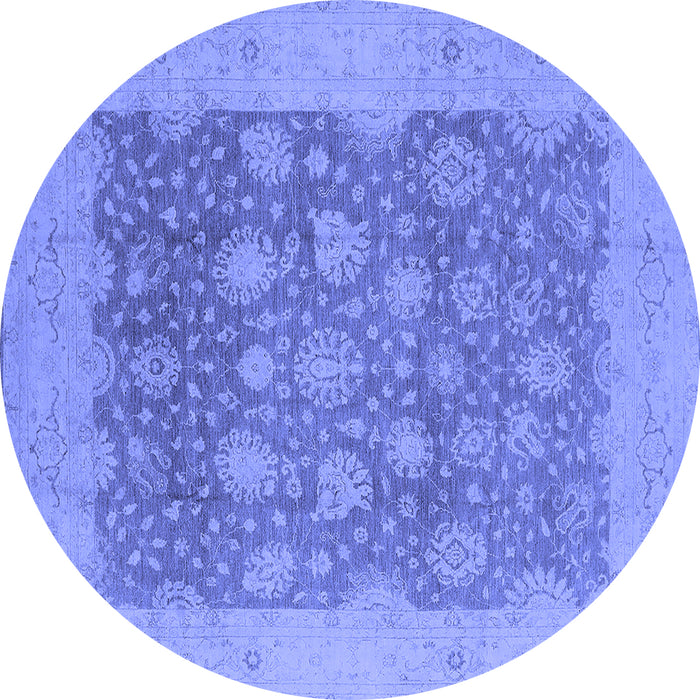 Round Oriental Blue Industrial Rug, urb1126blu