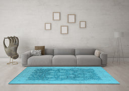 Machine Washable Oriental Light Blue Industrial Rug in a Living Room, wshurb1126lblu