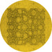 Round Machine Washable Oriental Yellow Industrial Rug, wshurb1126yw