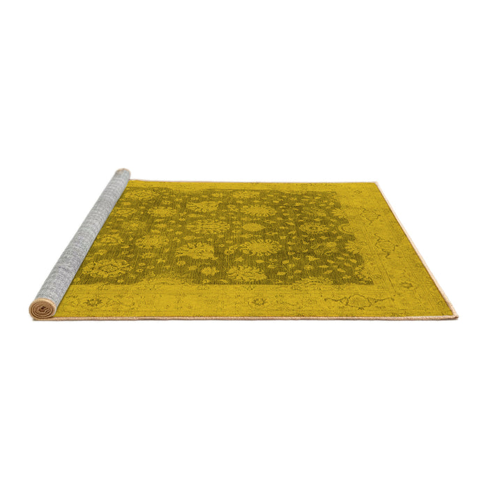 Sideview of Machine Washable Oriental Yellow Industrial Rug, wshurb1126yw