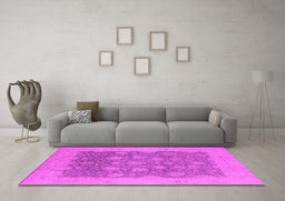 Machine Washable Oriental Pink Industrial Rug in a Living Room, wshurb1126pnk