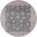 Round Mid-Century Modern Silver Pink Oriental Rug, urb1126