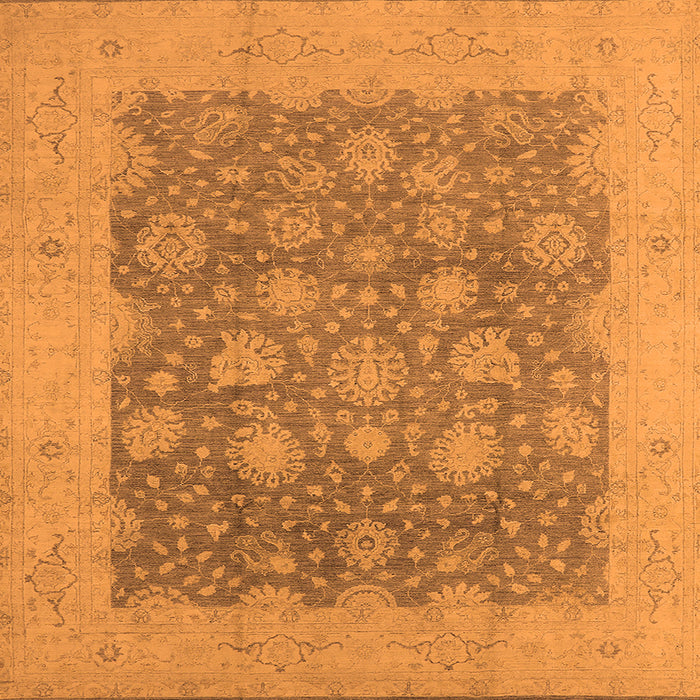 Square Machine Washable Oriental Orange Industrial Area Rugs, wshurb1126org